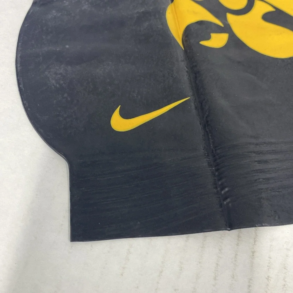 QTY (2) Iowa Hawkeyes‎ NIKE swim cap LATEX Black & Yellow BRAND NEW light